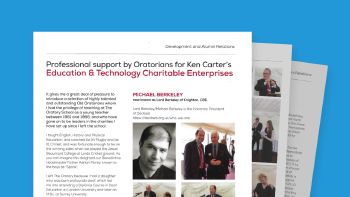 Professional Support by Oratorians for Ken Carter's Education & Technology Charitable Enterprises